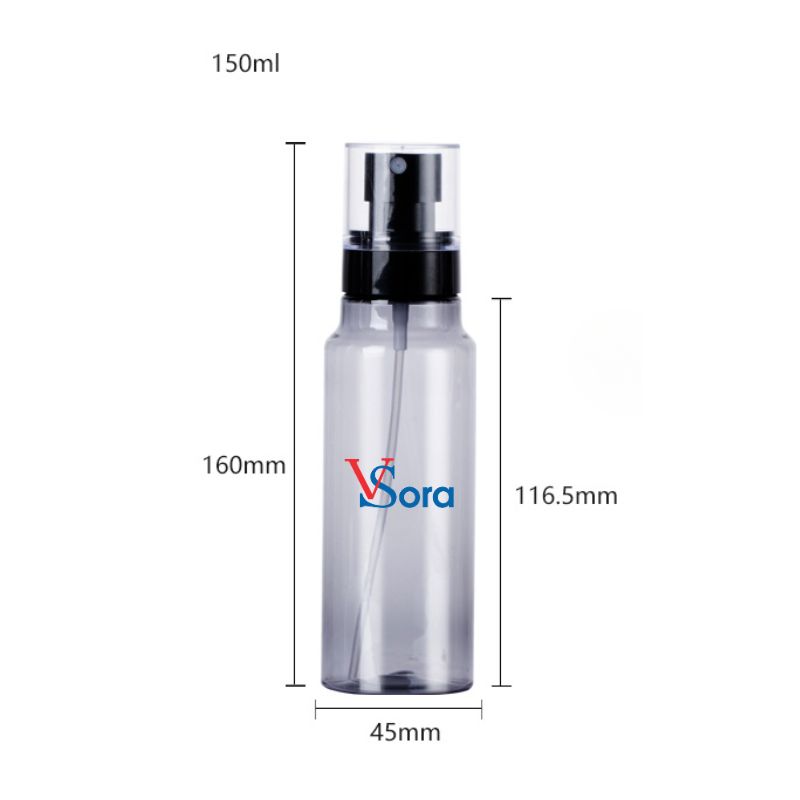 Kíc thước chai xịt phun sương nhỏ PET 150ml trong suốt S101-013-150