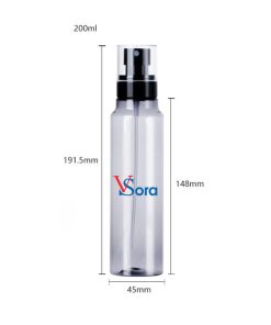 Kích thước chai xịt phun sương nhỏ PET 200ml trong suốt S101-013-200