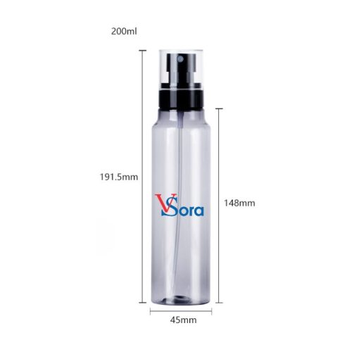 Kích thước chai xịt phun sương nhỏ PET 200ml trong suốt S101-013-200