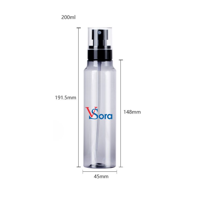 Kích thước chai xịt phun sương nhỏ PET 200ml trong suốt S101-013-200