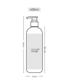 Kích thước chai dầu gội, kem dưỡng HDPE 400ml màu xanh lục S101-003-400