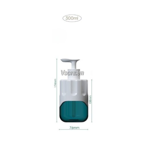 Kích thước chai xịt tạo bọt mỹ phẩm PET 300ml trong suốt S101-006-300