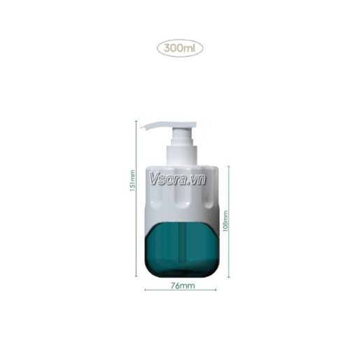 Kích thước chai xịt tạo bọt mỹ phẩm PET 300ml trong suốt S101-006-300 nắp 2
