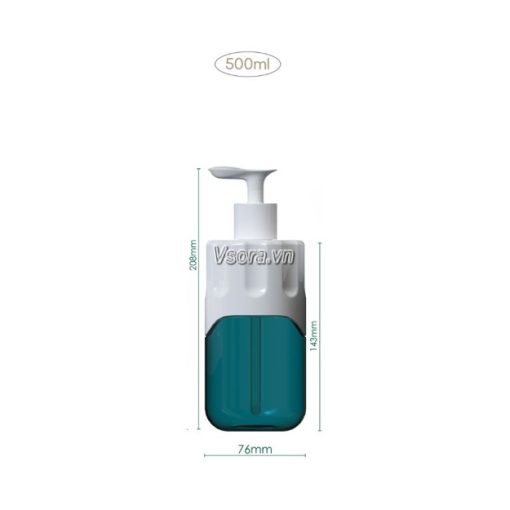 Kích thước chai xịt tạo bọt mỹ phẩm PET 500ml trong suốt S101-006-500 nắp 1