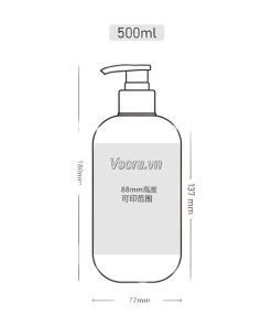Kích thước chai dầu gội, sữa tắm HDPE 500ml màu trắng S101-005-500